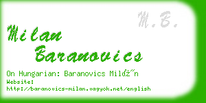 milan baranovics business card